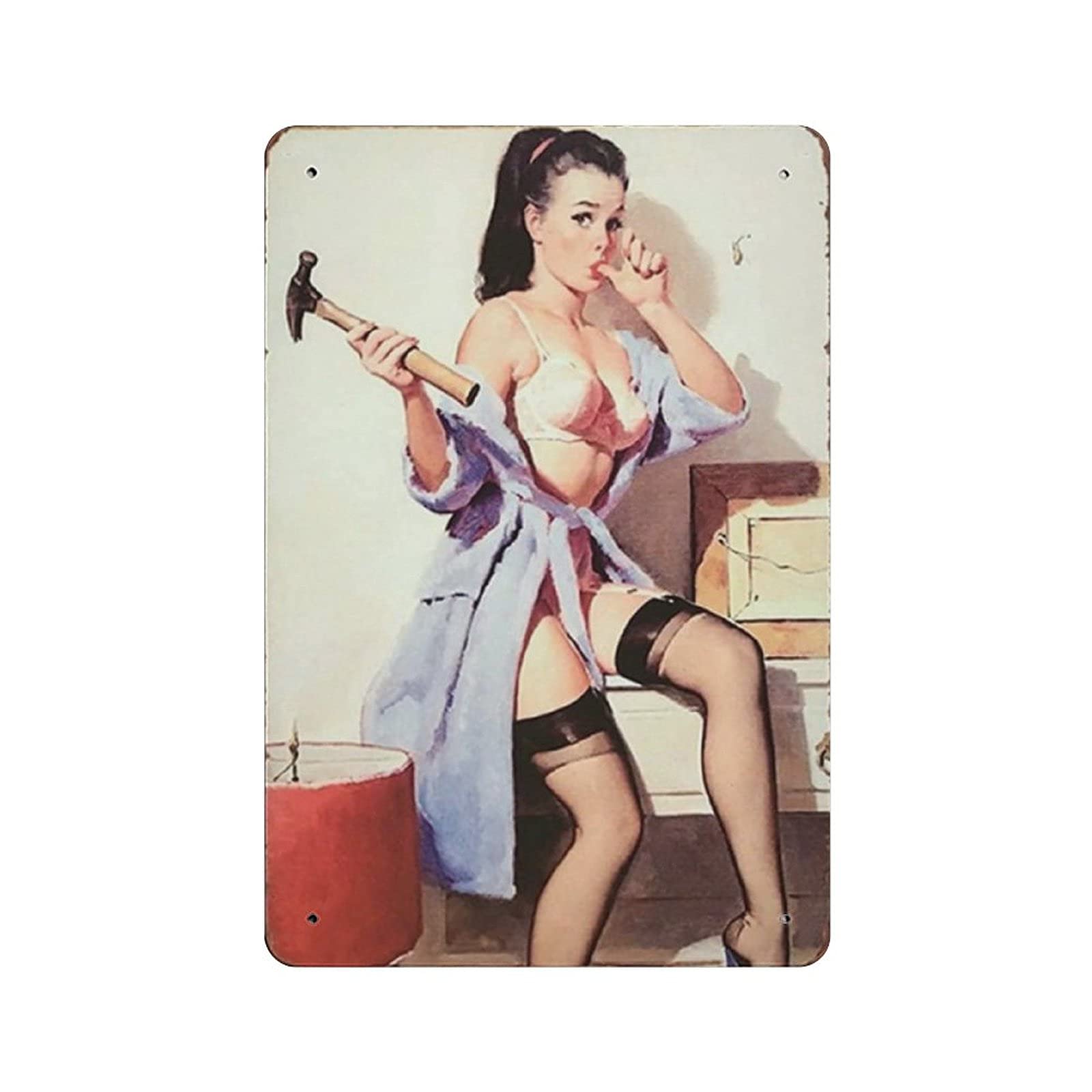rayprint Metal Tin Sign Latte Hammer Beautiful Vintage Tin Poster Metal Sign Wall Decoration Country Kitchen Home Garage Decor 12"x8"