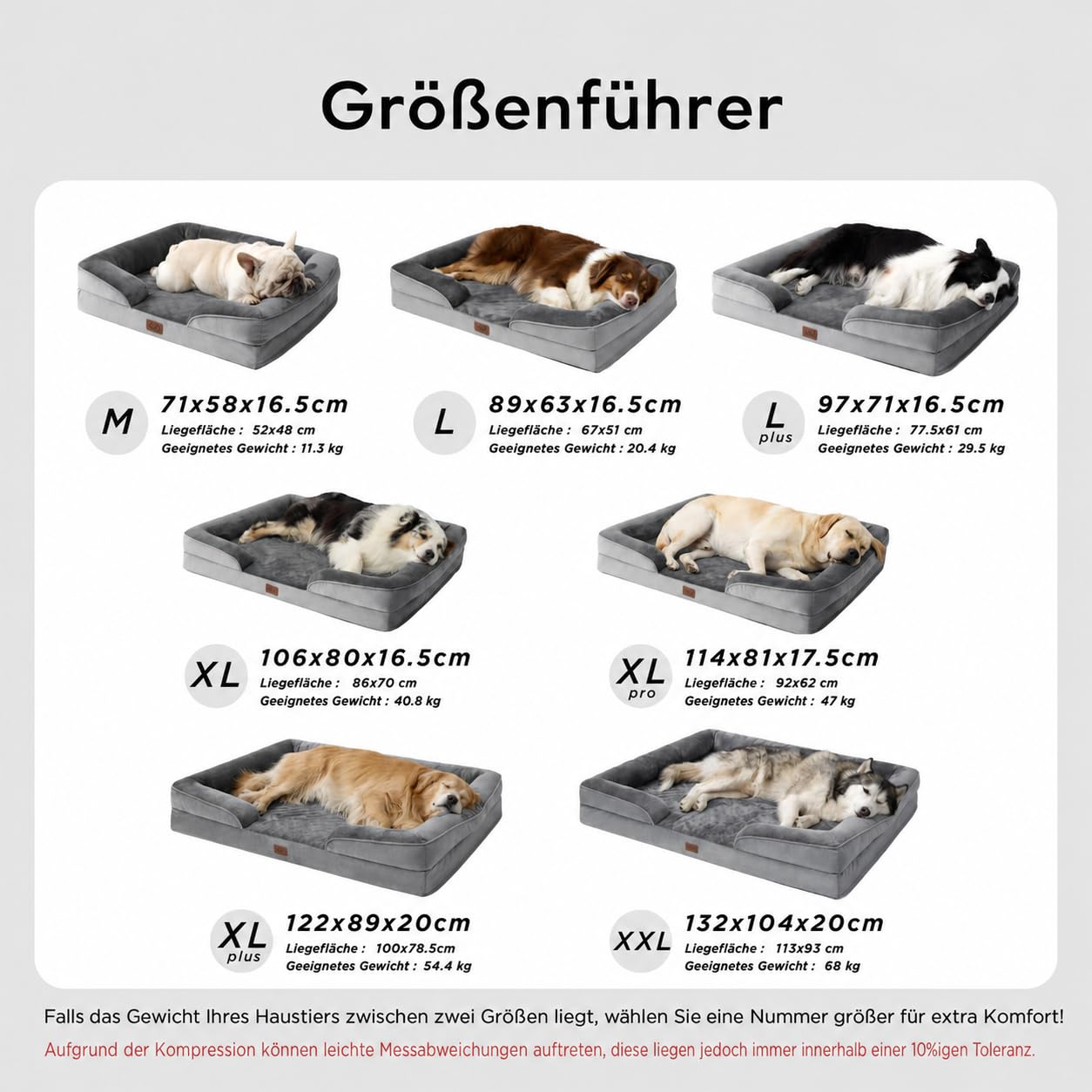 BEDSURE orthopädisches Hundebett ergonomisches Hundesofa, 89x63cm, grau – Ansicht 4