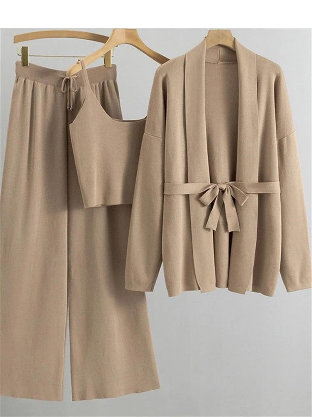 Maglione da donna 3 pezzi set cardigan a maglia spessa pantaloni della tuta larghi abiti