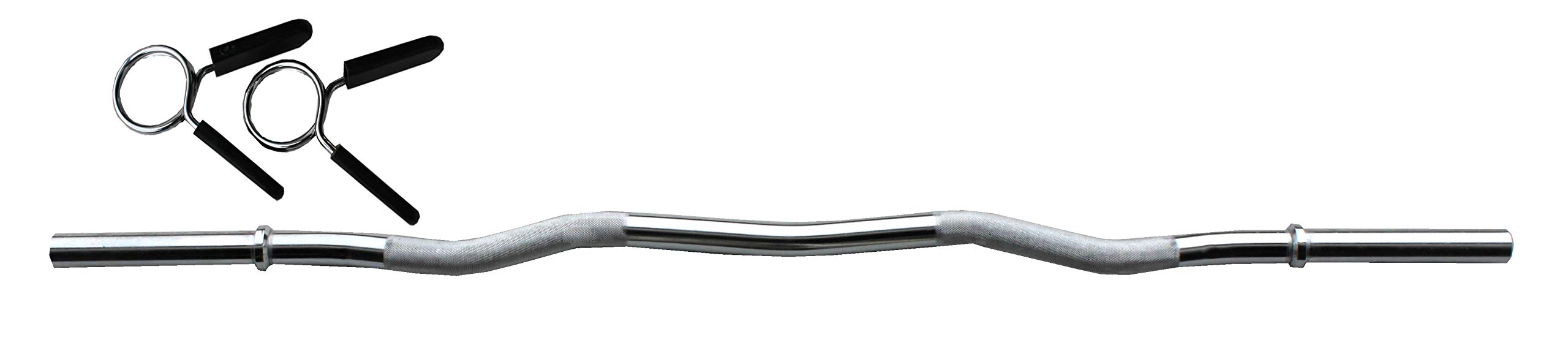 Lisaro SZ Hantel Curlstange 120cm mit Federverschlüssen | Standardnorm gerändelt und verchromt | Scheibenaufnahme Ø 30 mm | Hantel Curl Stange Hantelstange