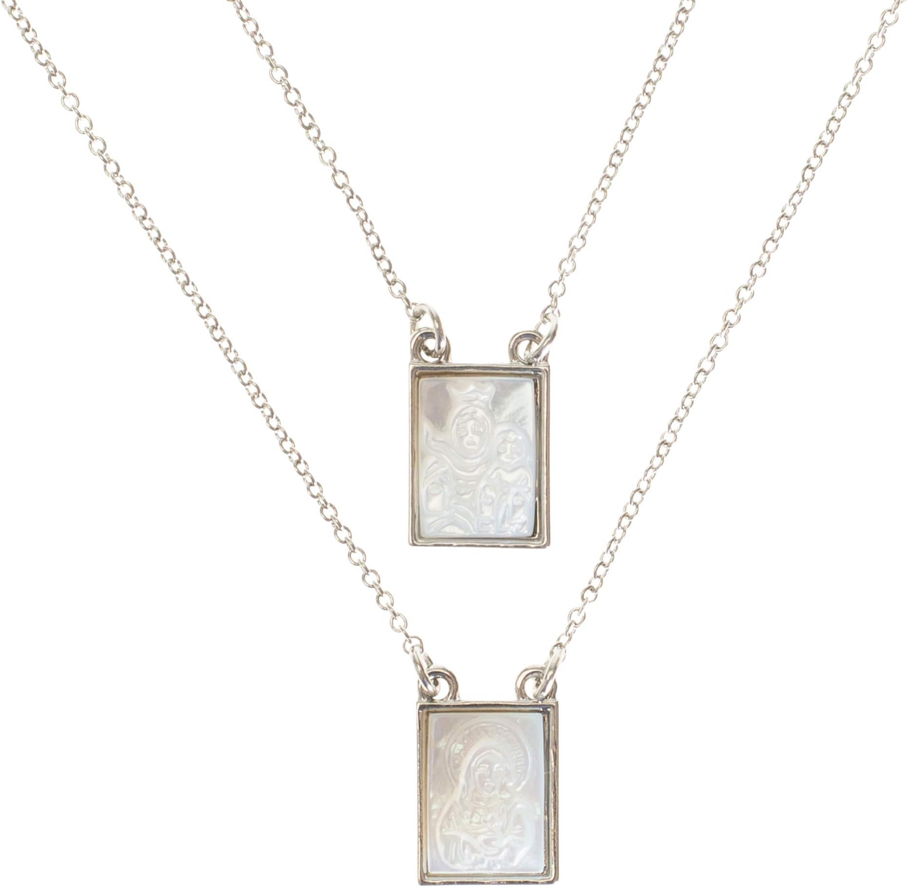 Infinity Holy Scapular Silver Zinc Necklace 26 Inches Long