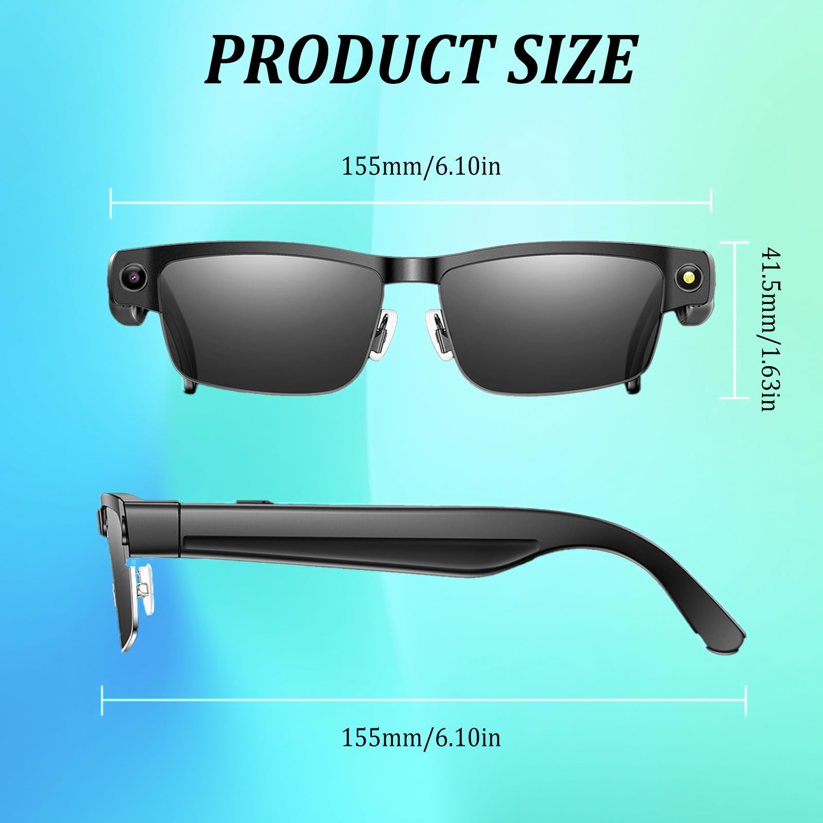 Lunettes AI Smart Camera, 4K 800 W Lunette Camera HD avec Assistant IA pour Traduction en Temps Réel, Traduction Simultanée Identification d'objet GPT lentilles photochromiques, Lunettes Connectées
