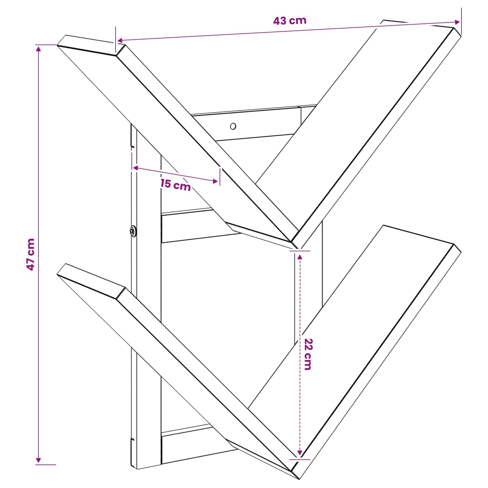 Scaffale da parete in rovere Sonoma, 43 x 15 x 47 cm, con molto spazio per soggiorno, camera da letto, ufficio, cucina, salvaspazio e ordine