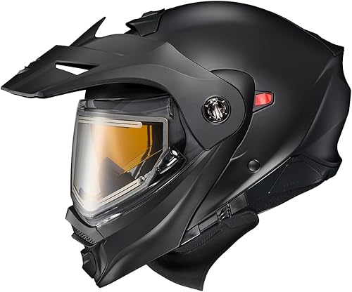 ScorpionEXO AT960 Casco Modular de Aventura para Clima Frío para Moto de Nieve con Escudo Eléctrico con Caja de Respiración y Bolsillos para