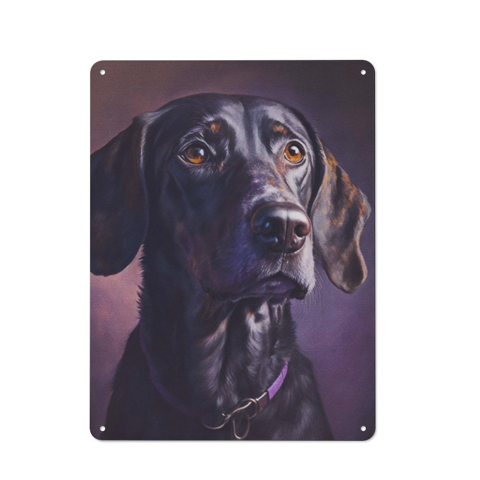 Junmoney Black Dog Portrait Rustic Tin Sign 40X30cm For Living Room Or Hallway, A Metal Wall Feature For Living Rooms And Hallways