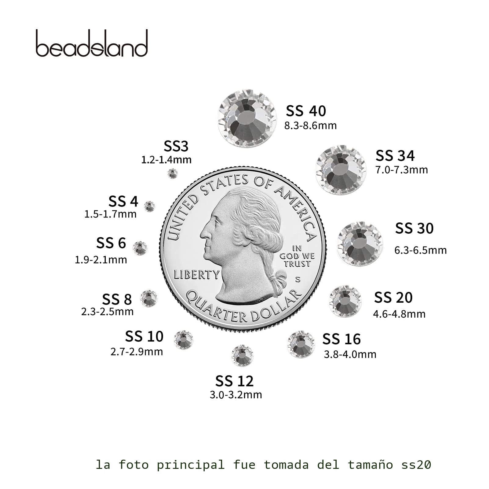 BEADSLAND Hotfix - Diamantes de imitación a granel, 14400 piezas de cristal Hotfix para manualidades, ropa, decoración de bricolaje, cristal, blanco, SS10, 2,7 – 2,9 mm…