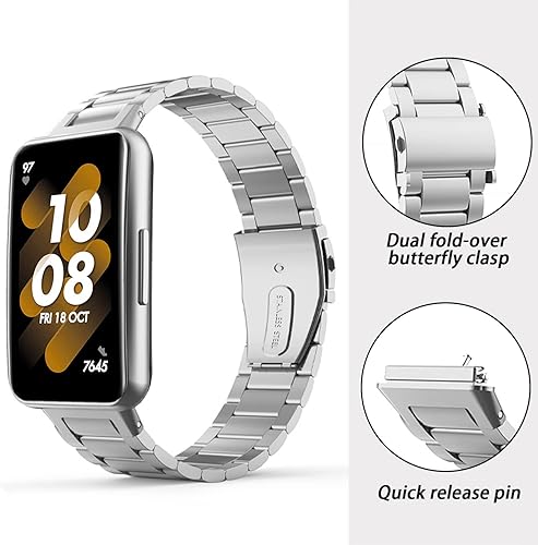 Miniatura 9 de WUWOCJ Stainless Steel Replacement Strap Compatible with HUAWEI Band 7 Band