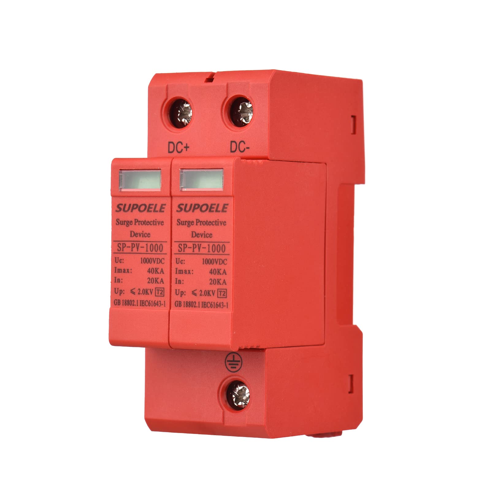 Joleritc DC 1000V Surge Protective Device 2P 40KA Surge Arrester Photovoltaic PV Thunder Proof Protector Breaker DIN Rail Installation