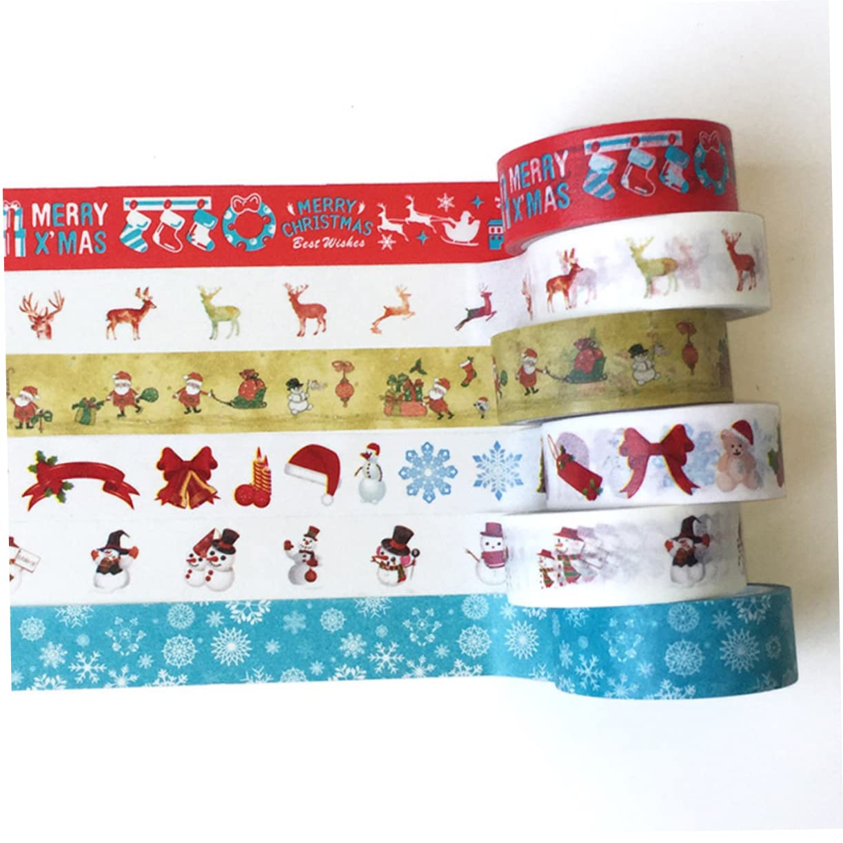 VILLCASE 90rollos Cinta De Washi De Navidad De Cinta Japonesa Dibujos De Personajes Navideños para Manualidades y Scrapbooking