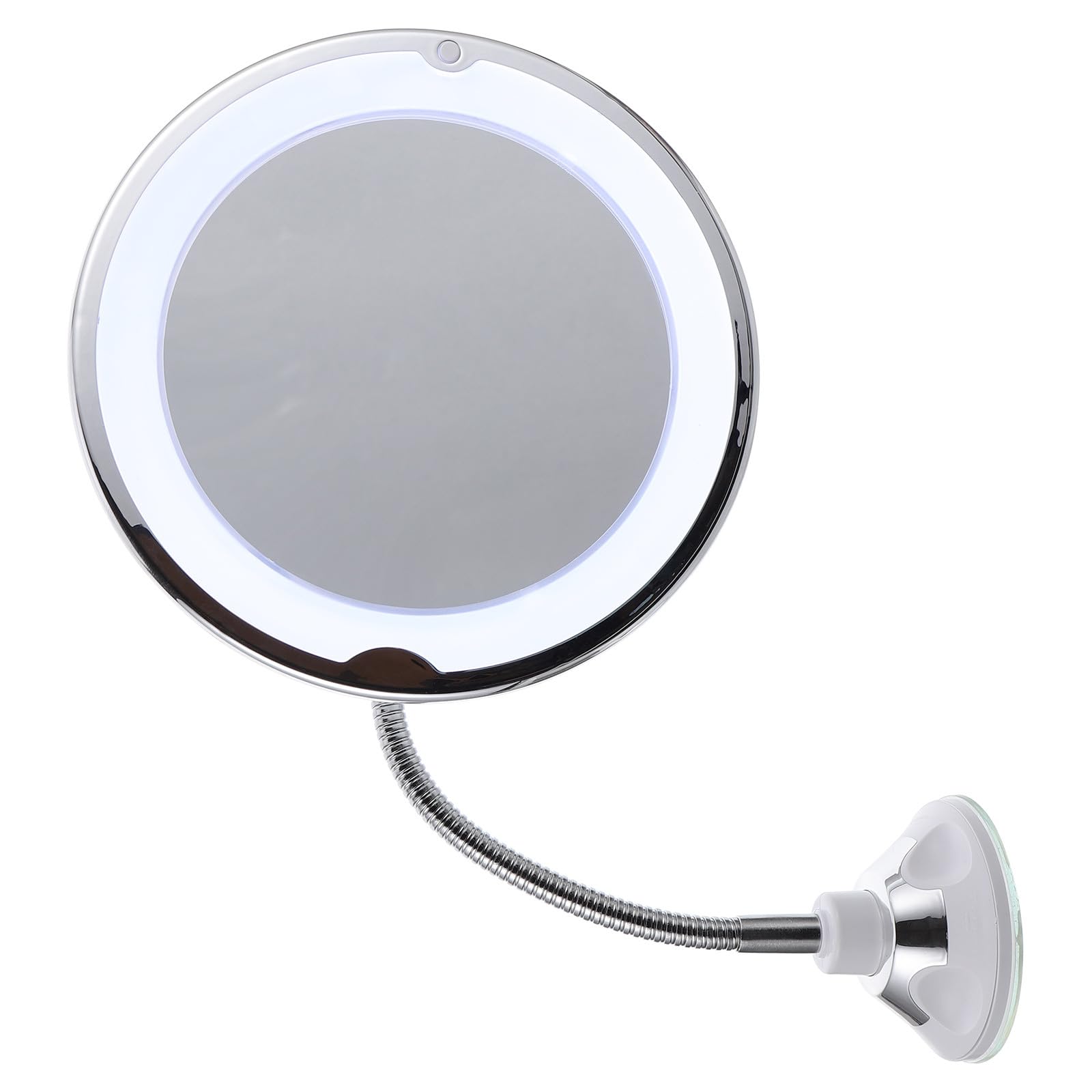 Espejo de Maquillaje LED con Aumento 10x, Ventosa Potente y Rotación 360°, Espejo Giratorio Compacto para Baño, Tocador y Viajes, Luz Integrada para Cuidado Facial