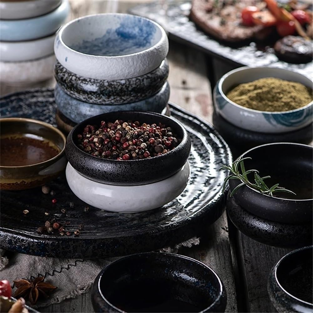 Soßenschale, Saucenschale, runde Soja-Dip-Schalen, Keramikschale, Dip-Set, kleine Snack-Seitenplatte