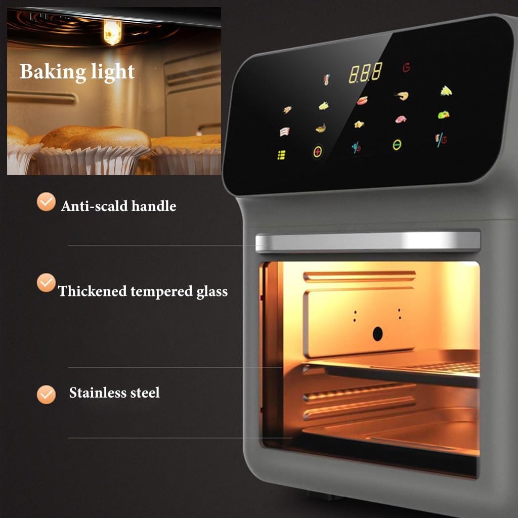 Air Fryer Oven Combo with Rotisserie, Electric Hot Air Fryers, Convection Oven, 10 Touch Screen Presets Fry, Roast, Dehydrate, Bake, 10L Family Size, Large Easy-View Window (Color : /Gray, Size : 11