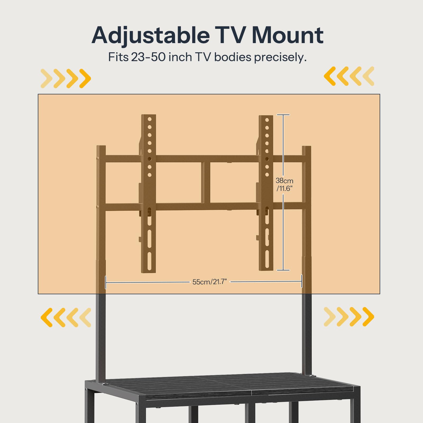 HOOBRO Mobile TV Stand on Wheels, Rolling TV Stand with Storage Shelves for 23-50 Inch TVs, Rolling Entertainment Center for Small Space, Living Room, Bedroom, Study, Black EBB37DS01 — view 7