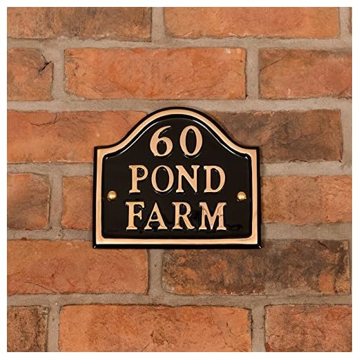 Personalized Brass House Sign – Handmade Address Plaque for Home, Custom Engraved Name & Number Plate (19 x 17cm, Black & Brass Finish)