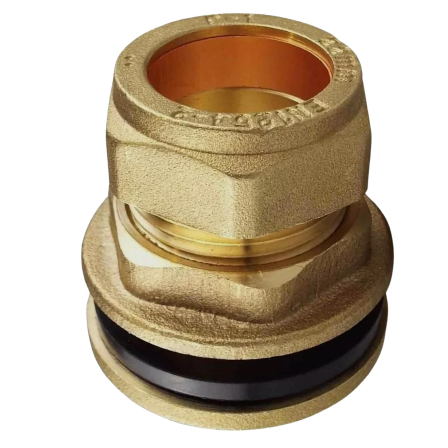 Compression Flange Tank Connector Brass Cold Water Tank Fitting for Copper Pipe Water Butt Plumbing (15mm)