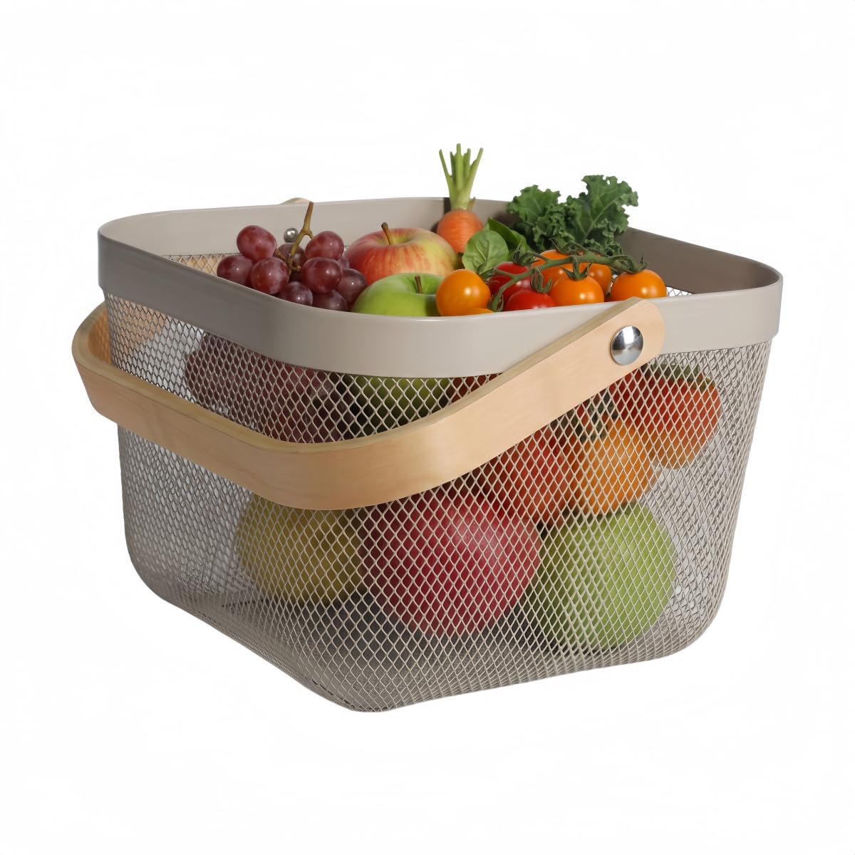 Cesta organizadora de almacenamiento de malla de acero gris para baño y hogar