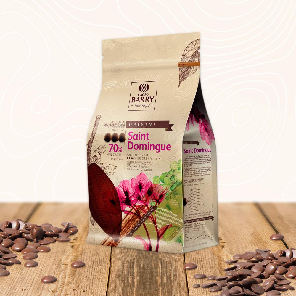 Cacao Barry - Saint Domingue 70% Origine chocolat noir de couverture pistoles 2,5 kg