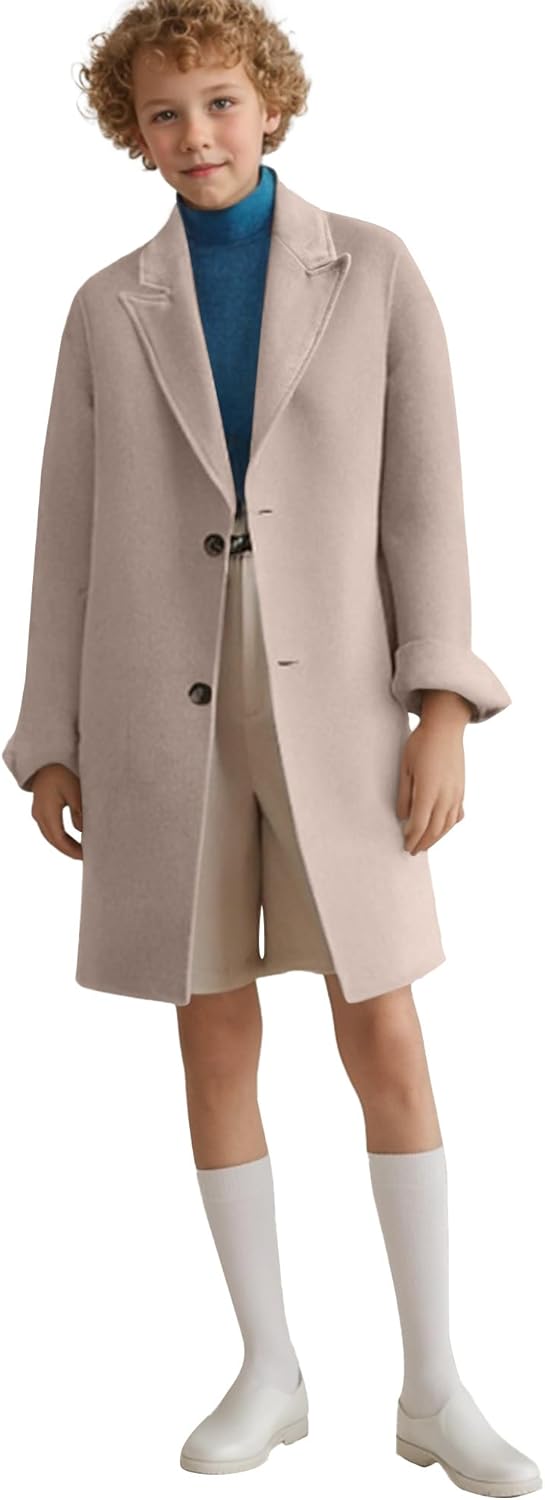 Boys Suit Slim Fit 2 Button Trench Coat Autumn and Winter Kids Trench Coat for Wedding Prom Party Suit Coat 2-20