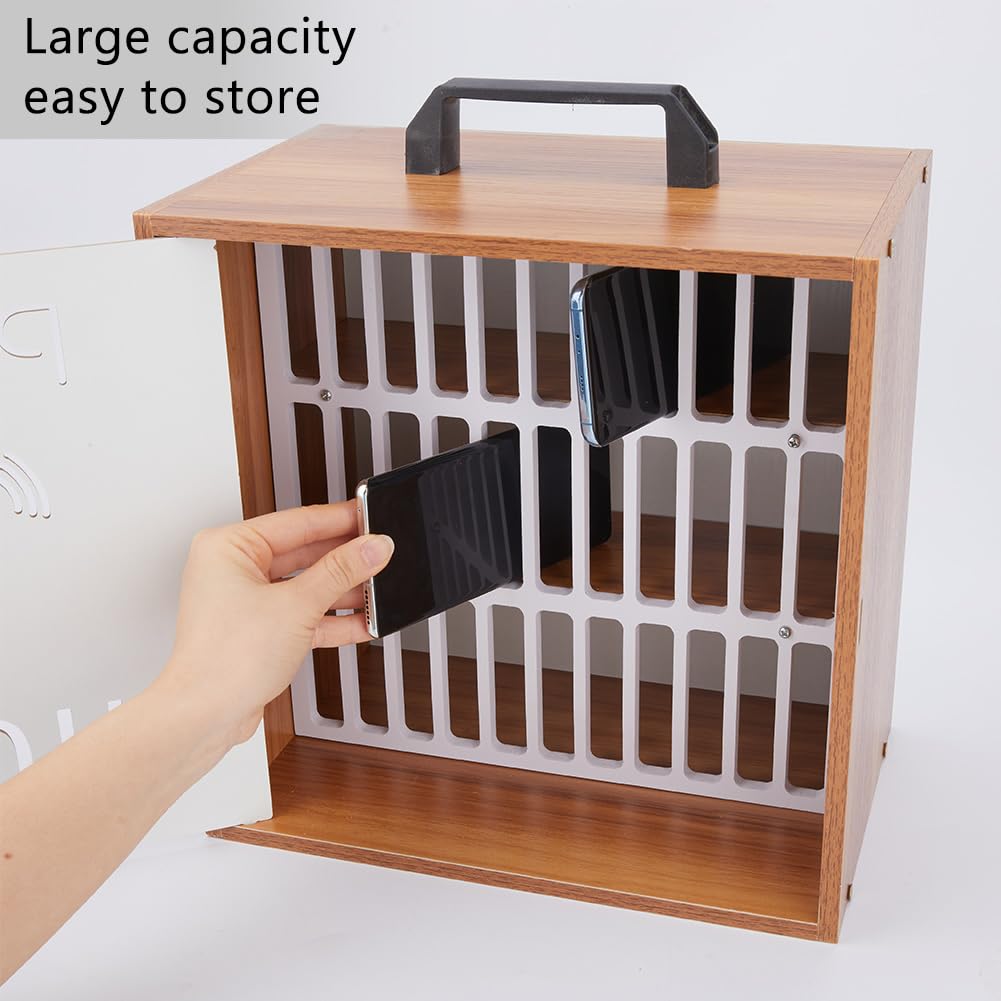 DICOSMETIC Grand casier de rangement en bois pour téléphone portable à 33 compartiments avec poignée pour salle de classe, bureau, école, usine