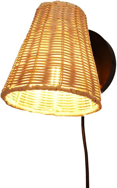 Alpinaluz Rattan Wall Lamp with Swivel Spotlight - Nordic Rustic Style