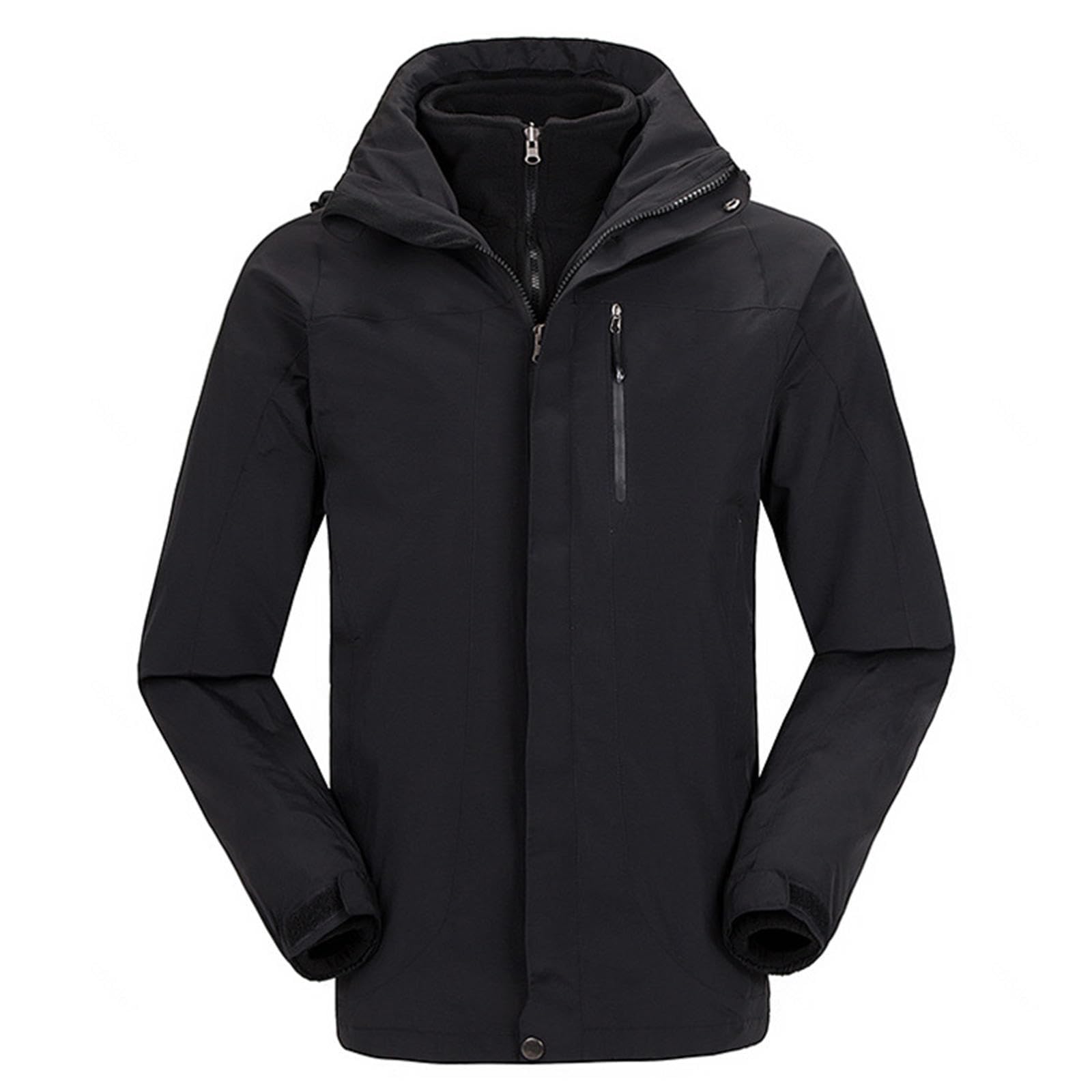 Chaqueta de Esquí para Hombre Chaqueta de Invierno Impermeable 3 en 1 Chaqueta para La Nieve Capucha Resistente Al Viento con Abrigo Interior de Forro Polar Cálido,E-XXL