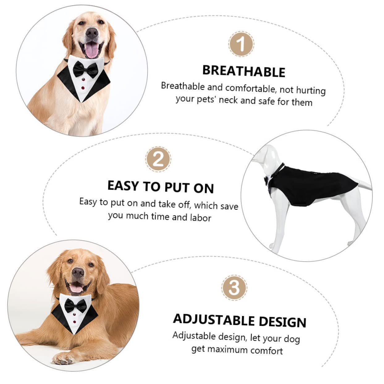 Toyvian Costume Et Bandana pour Chien Chemise à Nœud Tenue De Soirée pour Chien Collier Et Costume pour Animal De Compagnie