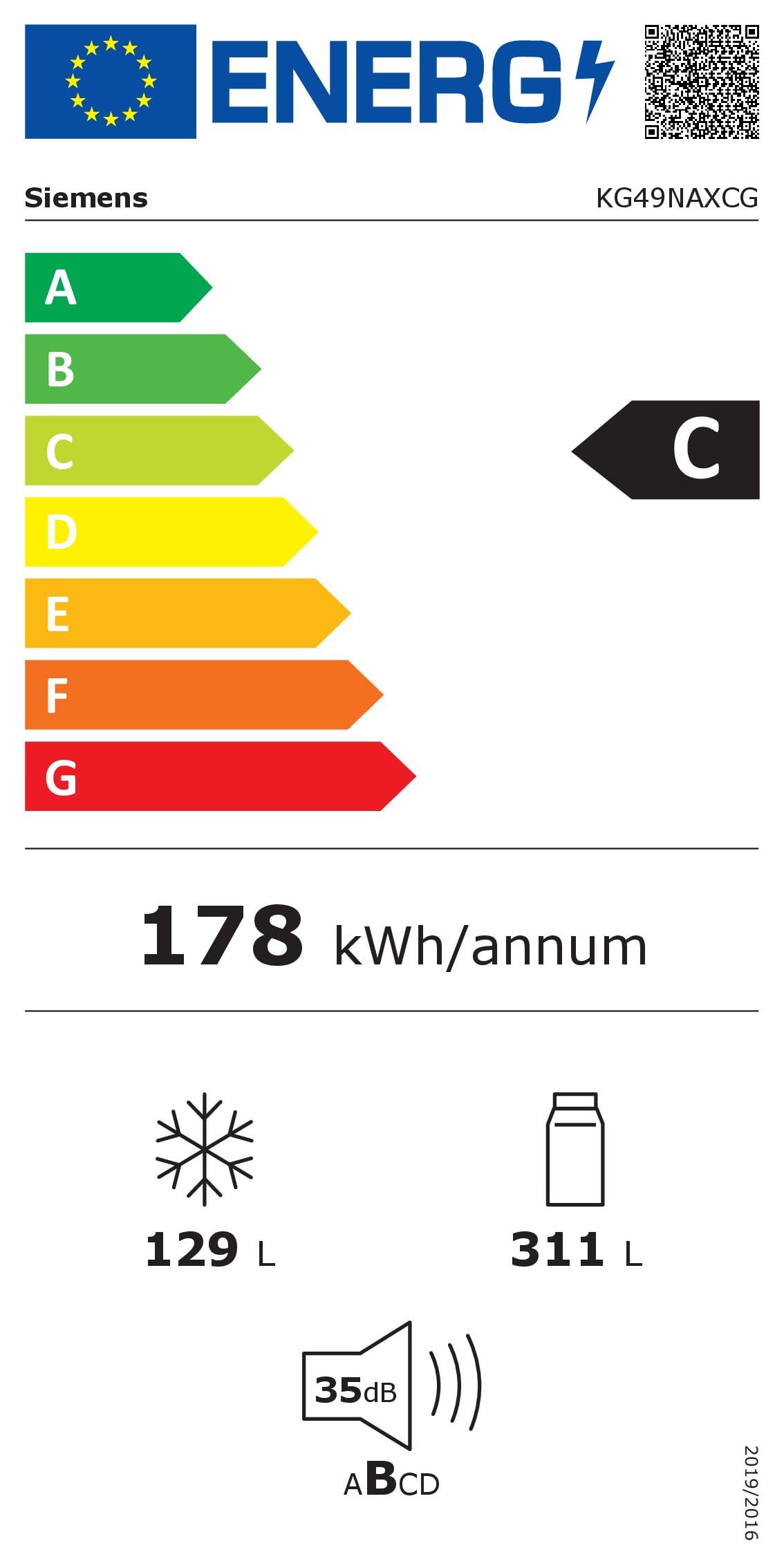 Siemens iQ500 Freistehende XXL Kühl-Gefrier-Kombination 203x70 cm, KG49NAXCG, 311 L Kühlen & 129 L Gefrieren, Total noFrost, freezerLight, hyperFresh Technologie, antiFingerprint Schwarzer Stahl
