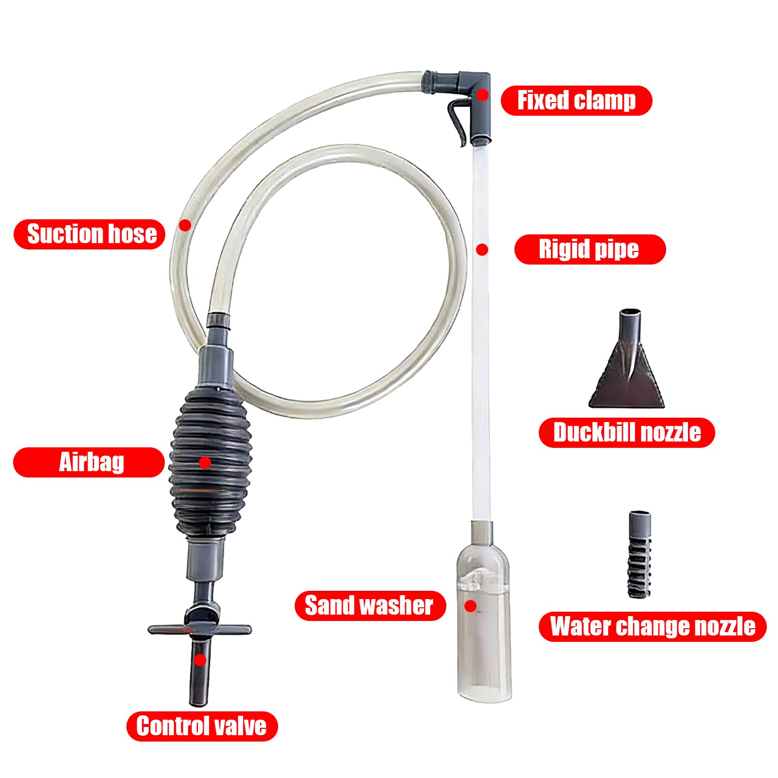 Nettoyage Aquarium, Pompe Siphon, Brosse Aquarium, Convient pour Les Changements d'eau Quotidiens, Le Nettoyage des Débris et Le Grattage des Algues sur Les Parois de L'aquarium