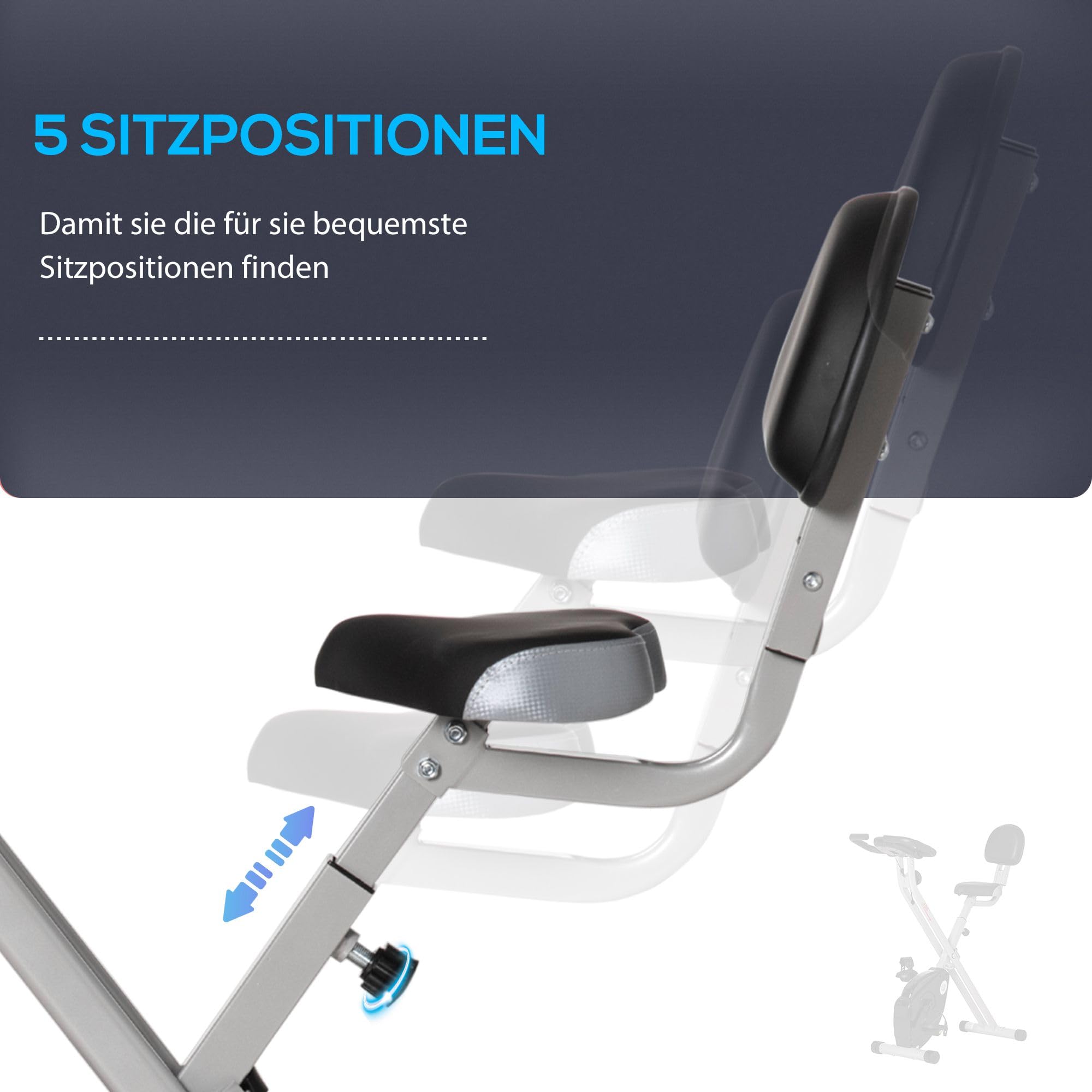 HOMCOM Heimtrainer Fahrradtrainer klappbar Magnetisch Hometrainer Fahrrad mit LCD Monitor, 8 stufig einstellbarem Magnetwiderstand Räder, Leise Platzsparend Fitnessbikes für Zuhause