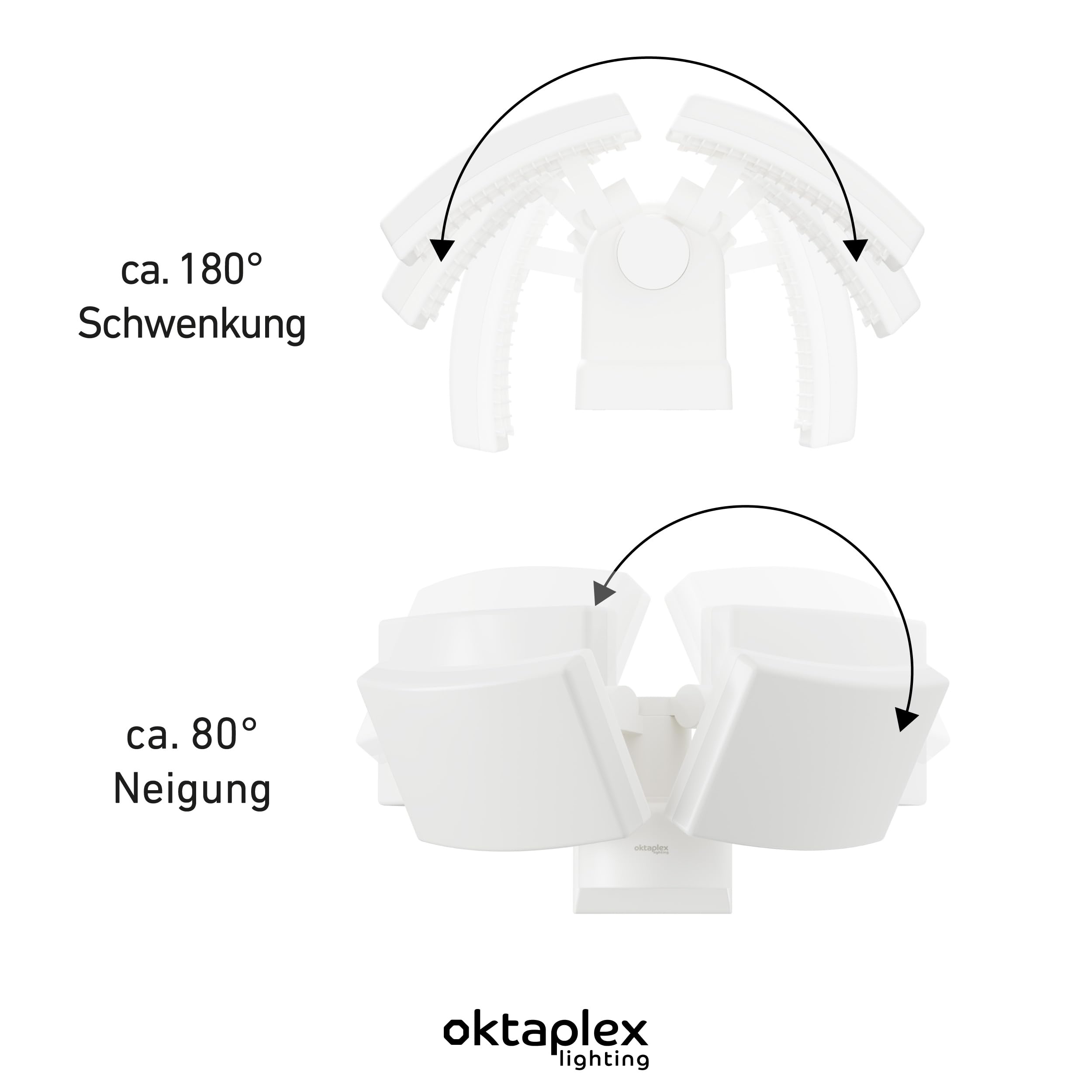 Oktaplex Cali lampa zewnętrzna z możliwością obrotu, 3000 K, 40 W, ciepła biel | Lampa ścienna IP65, zewnętrzny projektor LED, biały, 230 V, lampa zewnętrzna
