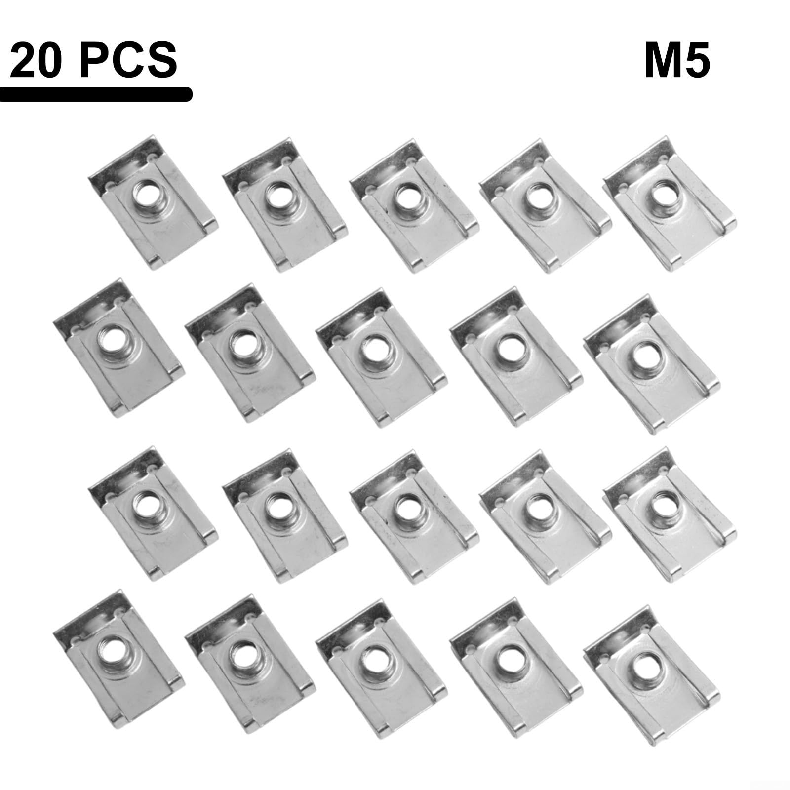 20 clip a U in metallo, dadi di fissaggio per canna fumaria, pannello di fissaggio M5, M6, M8, zincato, resistente, maggiore forza di serraggio rispetto alle tradizionali clip a U, per veicoli e