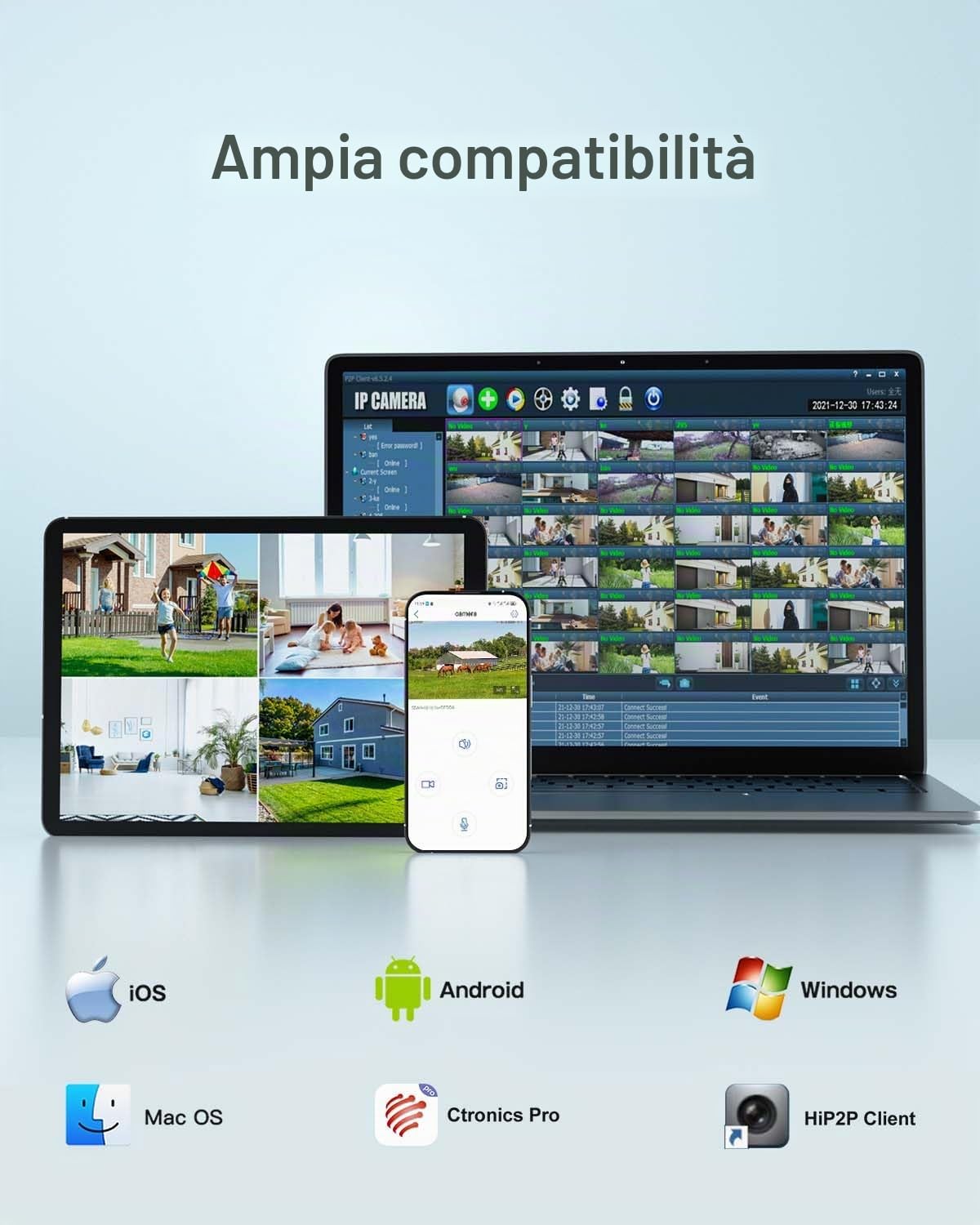 Ctronics 2.5K 4MP Telecamera WiFi Esterno con Angolo Ultra-ampio di 180°, Doppio Obiettivo Videocamera Sorveglianza Wi-Fi 2.4/5 GHz, Rilevamento di Persone/Veicoli/Animale, Visione Notturna a Colori | Angolo Ultra-ampio di 180°, Wi-Fi 2.4/5 GHz, Rilevamen