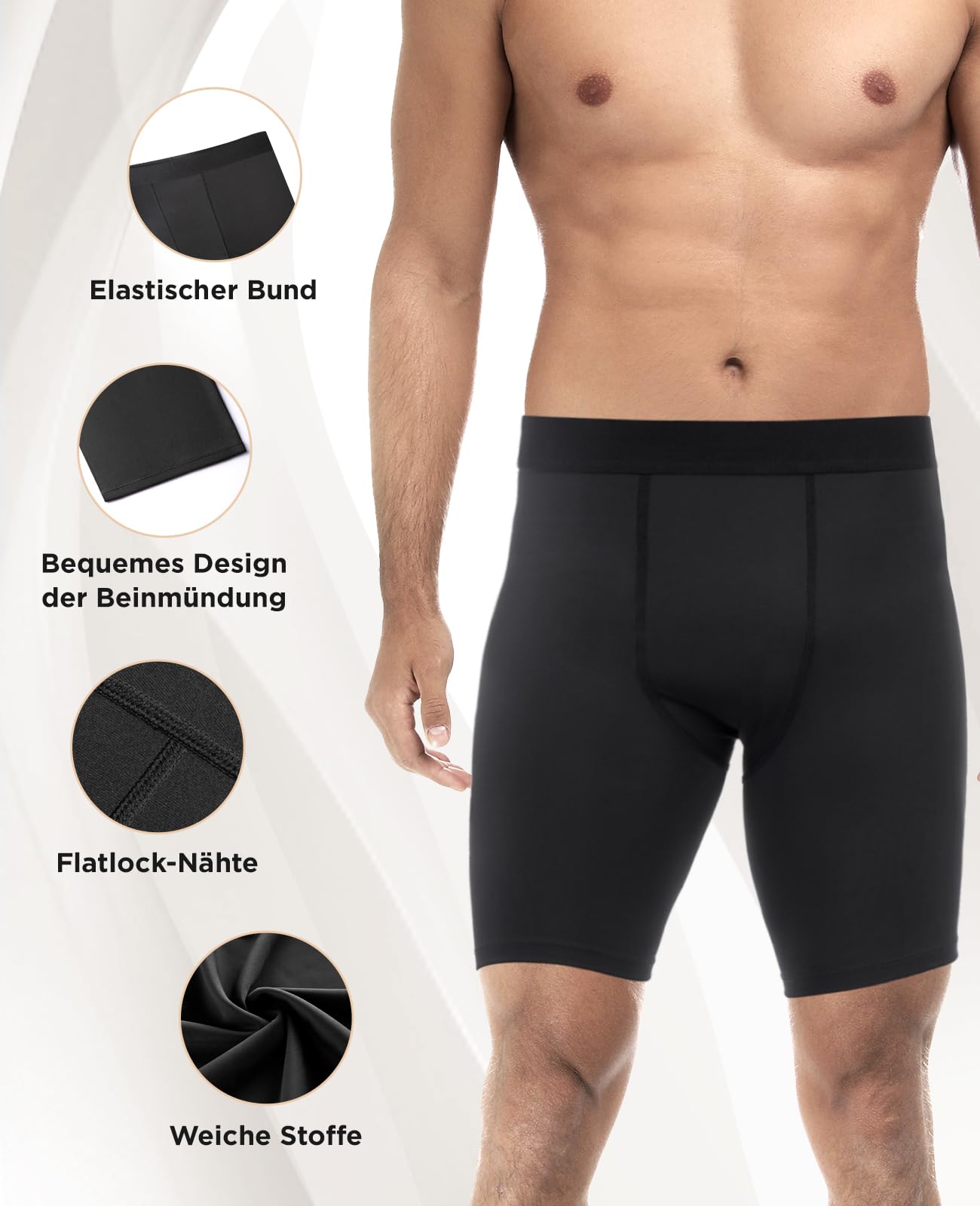 Niksa 1 oder 3 Pack Herren Kompressionsshorts,Schnelltrocknendes Baselayer Unterhose Tights Kurz hochwertig