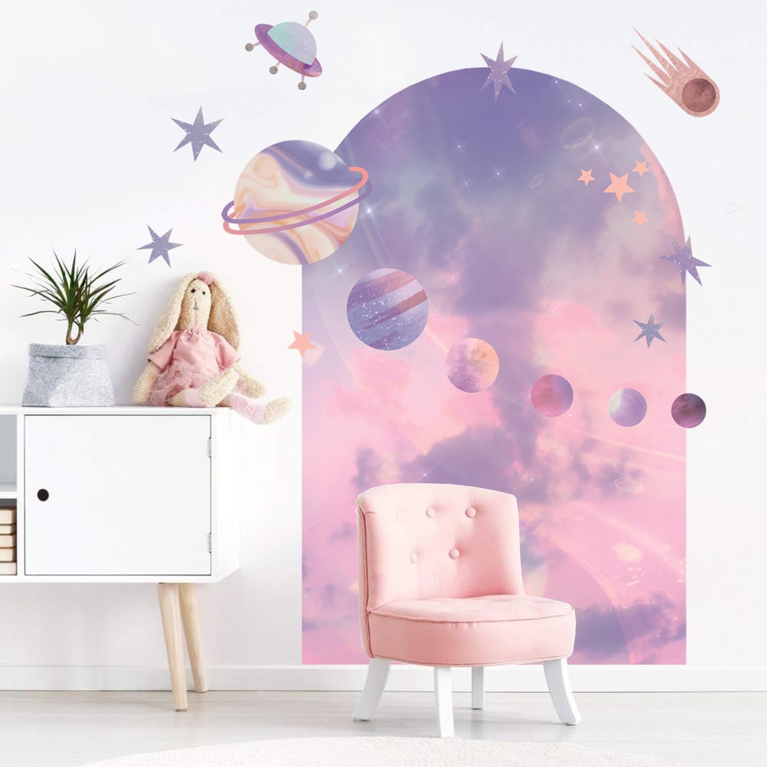 TOARTi Large Boho Arch Wall Art Decal Girls Bedroom Wall Sticker Vinyl Peel and Stick Fantasy Color Wall Decal for Nursery Headboard Living Room Nursery Office Home Decor