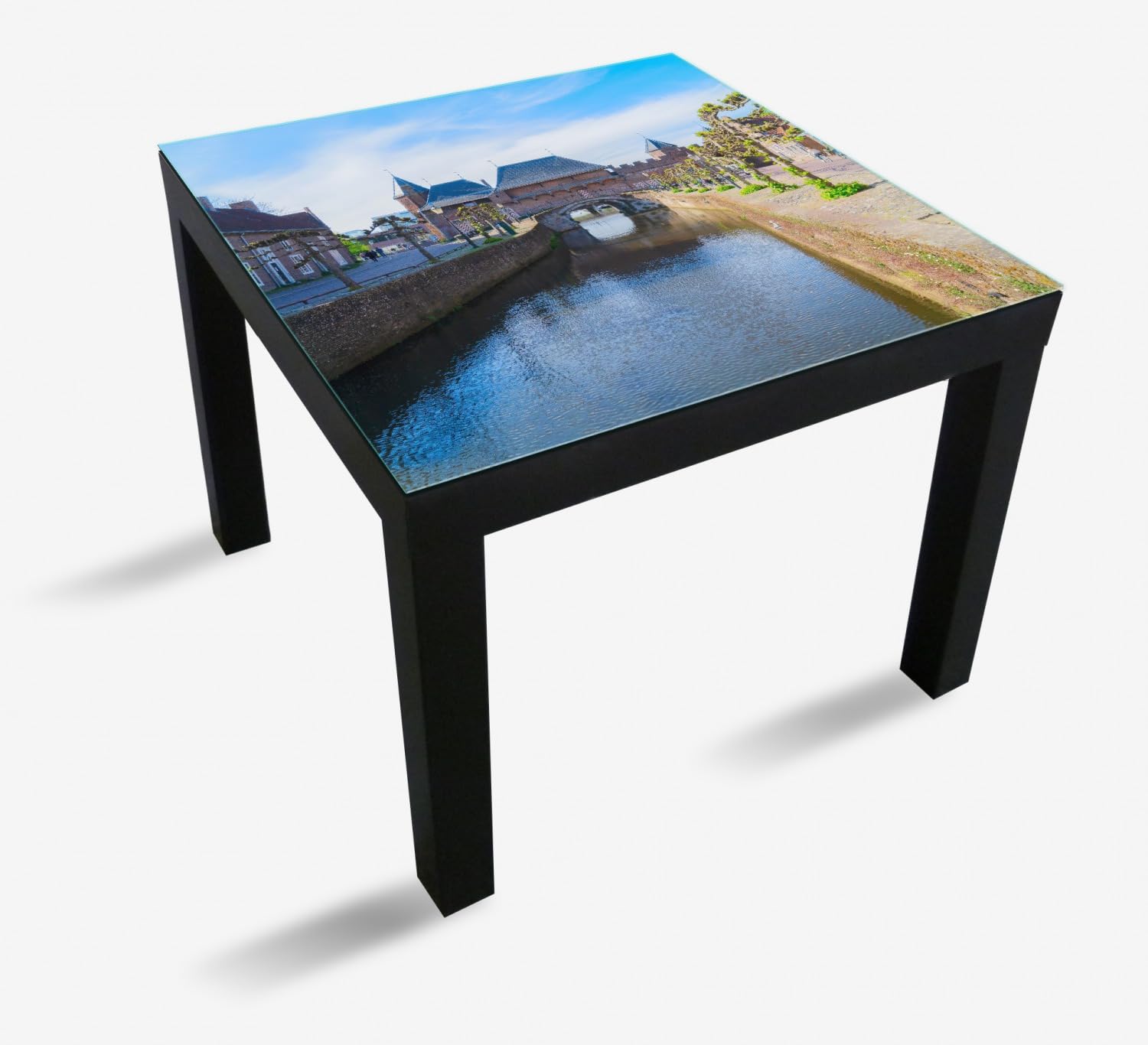 Wallario Glasplatte, Schutzplatte 55 x 55 cm - geeignet für IKEA Lack Tisch, für Beistelltisch/Couchtisch, Historischer Kanal