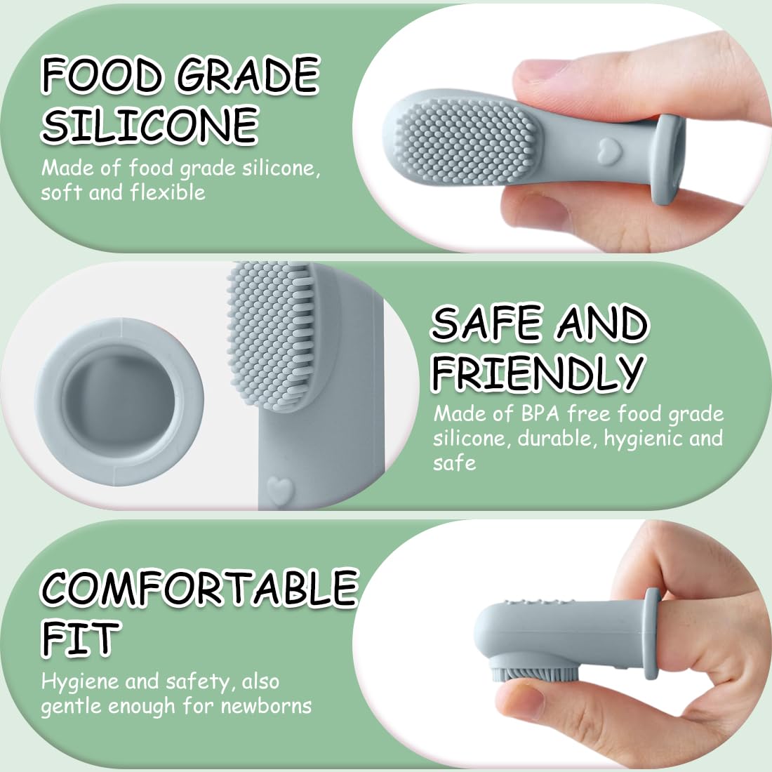 4 Pezzi Spazzolini da Dito in Silicone per Bambini, Spazzolino Neonati e Spazzolino Silicone per la Prima Igiene Orale, Massaggio Gengivale e Dentizione