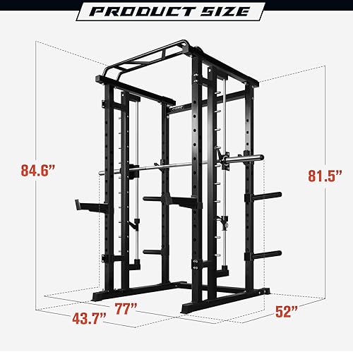 Miniatura 3 de RitFit BPC05 Light Commercial Smith Machine, 2000LBS All-in-One Strength Training Station Power Rack with Cable Crossover System, 260 lbs Weight