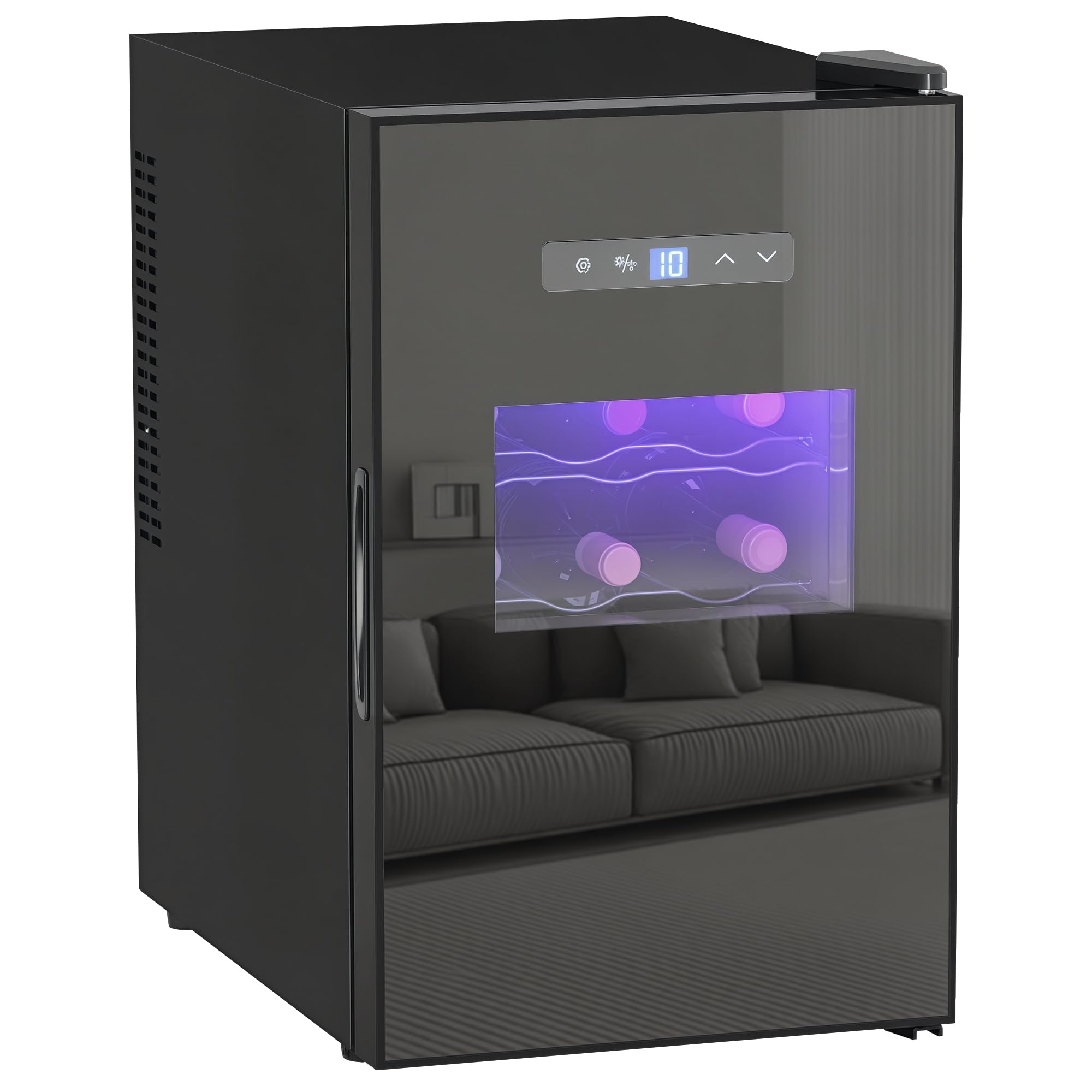 HOMCOM Cave à vin 15 bouteilles 39L réfrigérateur thermoélectrique silencieux porte verre LED écran tactile numérique contrôle température 8-18°C noir