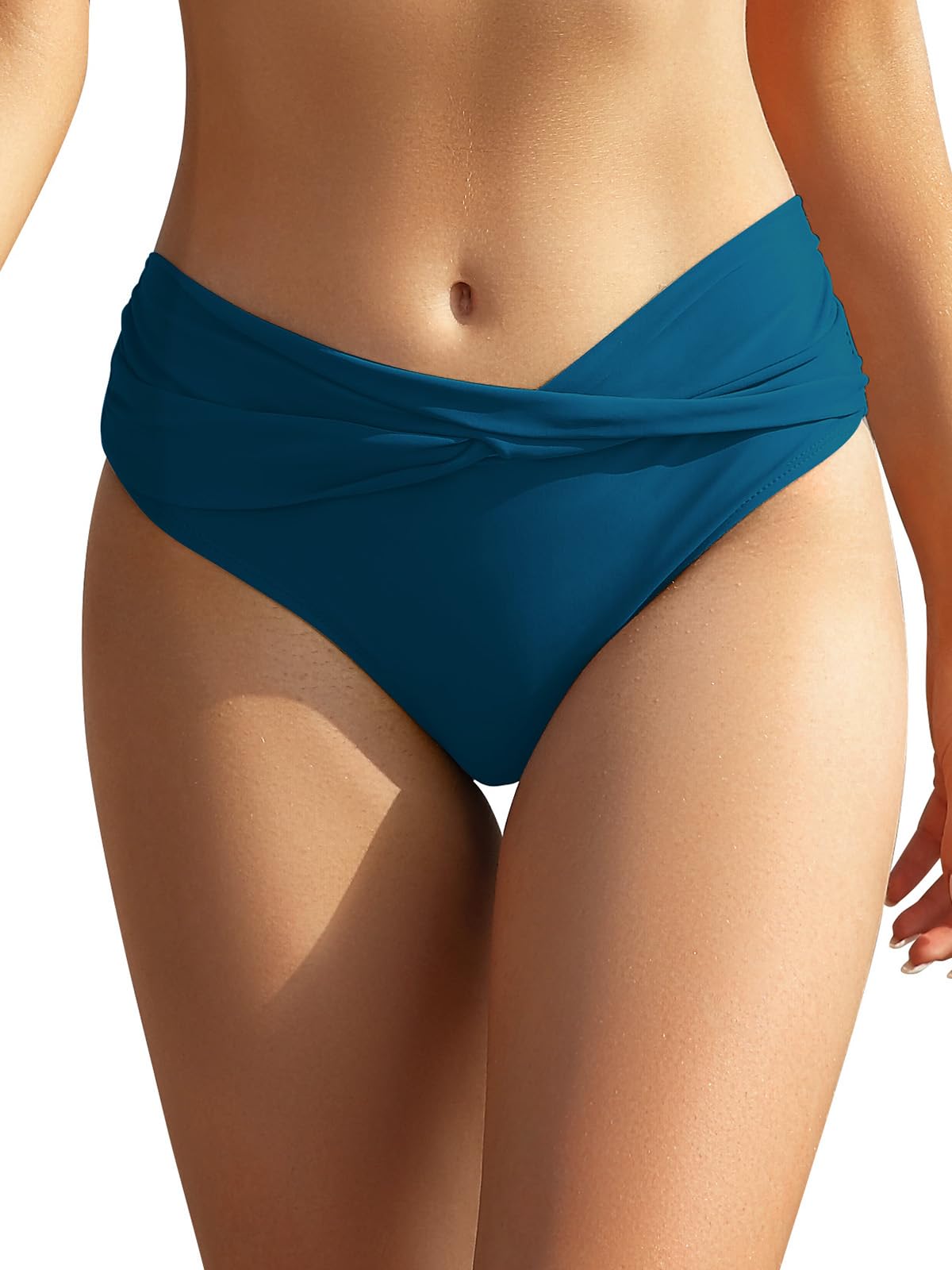 SHEKINI Damen Bikinihose Retro Ruched Bauchweg Klassisch Schwarze Badehose Strandhose Grosse Grössen für Frauen