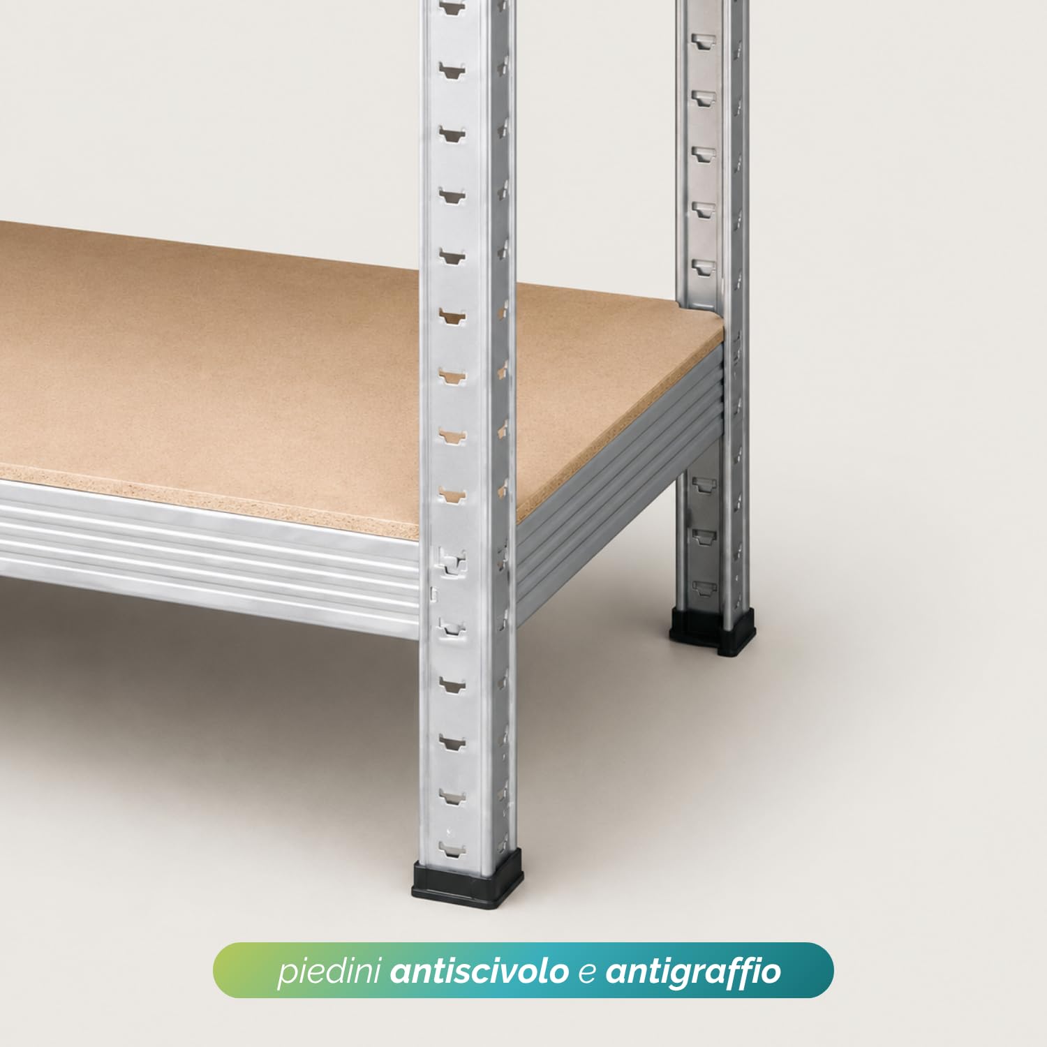 VIRSUS 2 Scaffali in Metallo e MDF a 5 Ripiani, Misura 90x40x180 cm, Metallo Galvanizzato, Montaggio ad Incastro Veloce, Scaffalature per Garage, Magazzino, Portata Max 875 kg -4588
