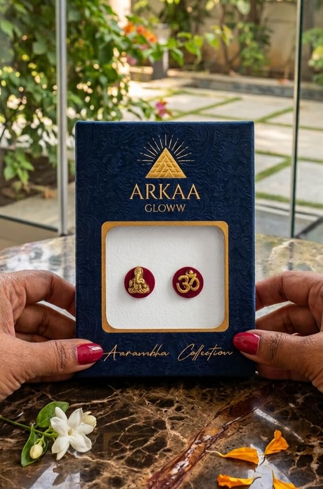 Ganesha and Om bindi, Maroon and Gold | Aarambha Collection,Bindi Spiritual Motifs,-image-39