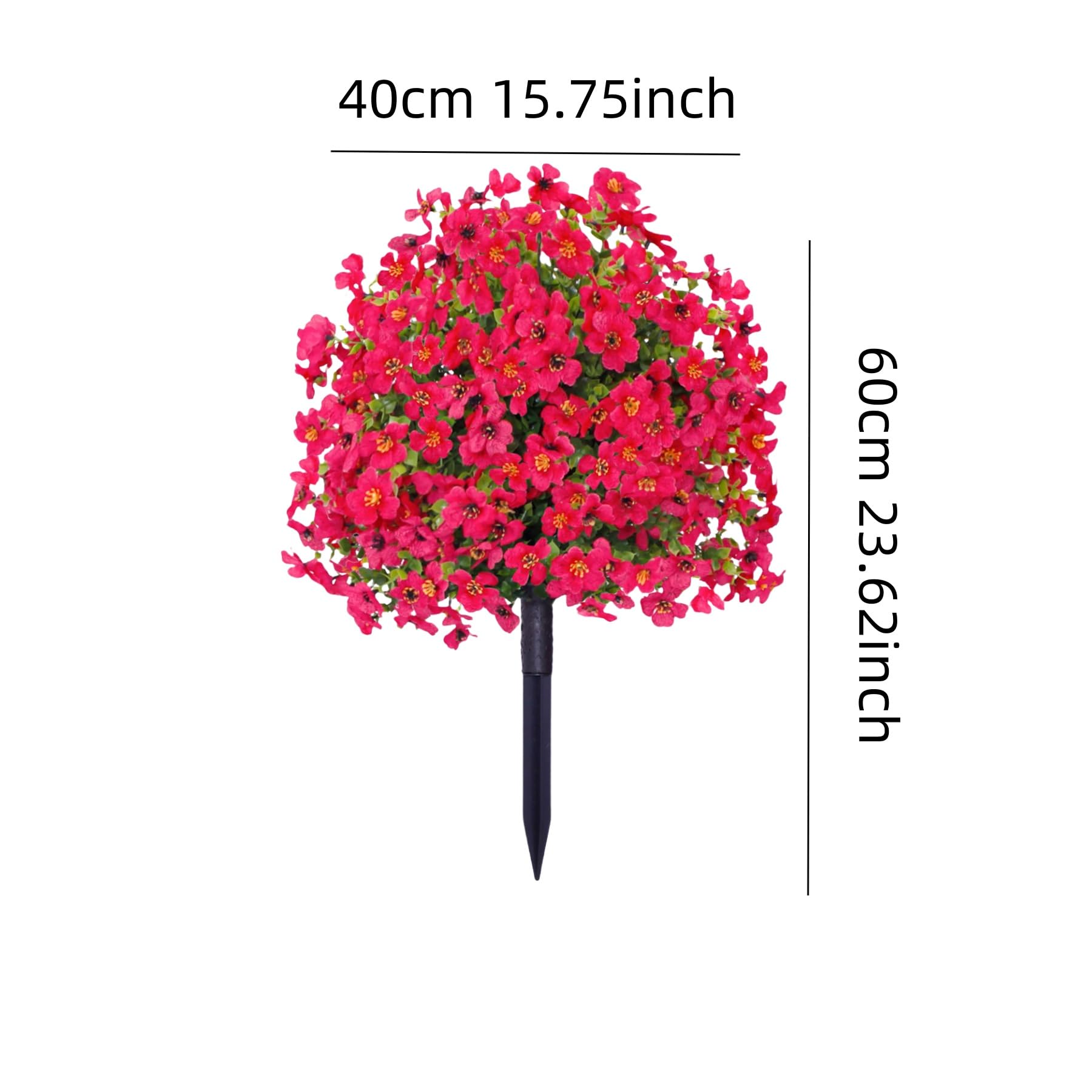 2 Pièces Boules de Buis Artificiel Extérieur 60 cm Anti-UV Piquets pour Déco Jardin,Rouge