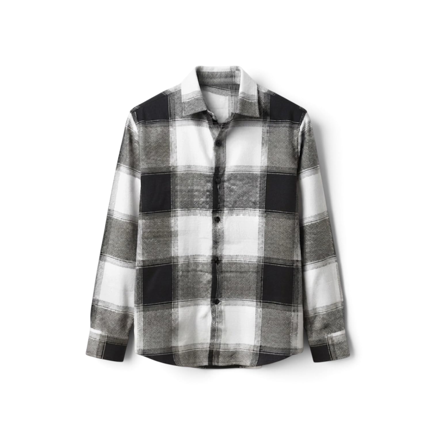 Generic Men's Black & White Checkered Boxy Fit Shirt - Image 1