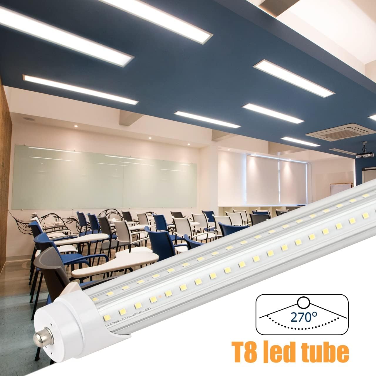 6 Pack 6FT T8 LED Tube Light Bulbs 40W 6000K Daylight with Dual-Row LED Single pin Fa8 Cap 6 Foot T10 T12 Fluorescent Lamp Replacement for Garage, Shop, Warehouse