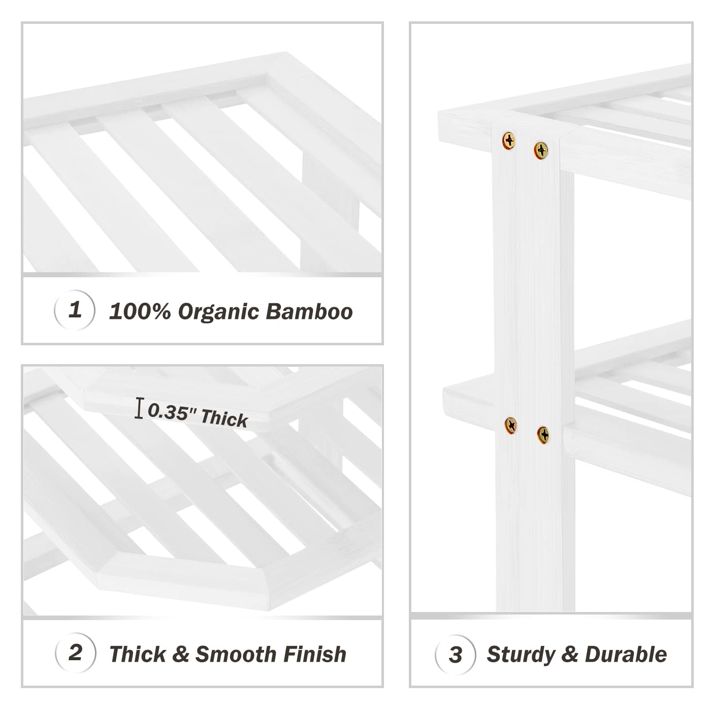 Apicizon Kitchen Corner Shelf, Bambo Corner Cabinet Shelf 5 Tier Plate Rack Dish Shelf Kitchen Pantry Organization Wall Mount Kitchen Storage Shelves Organizer, White