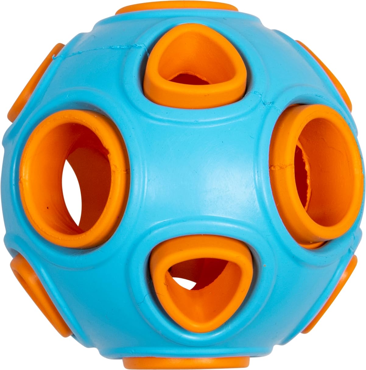 JACK AND VANILLA, Rubber Toys Non Toxic Snack Ball for Animals, Attractive Design, Stimulates Play and Interaction, Ø7.5 cm, Light Blue/Orange, Model