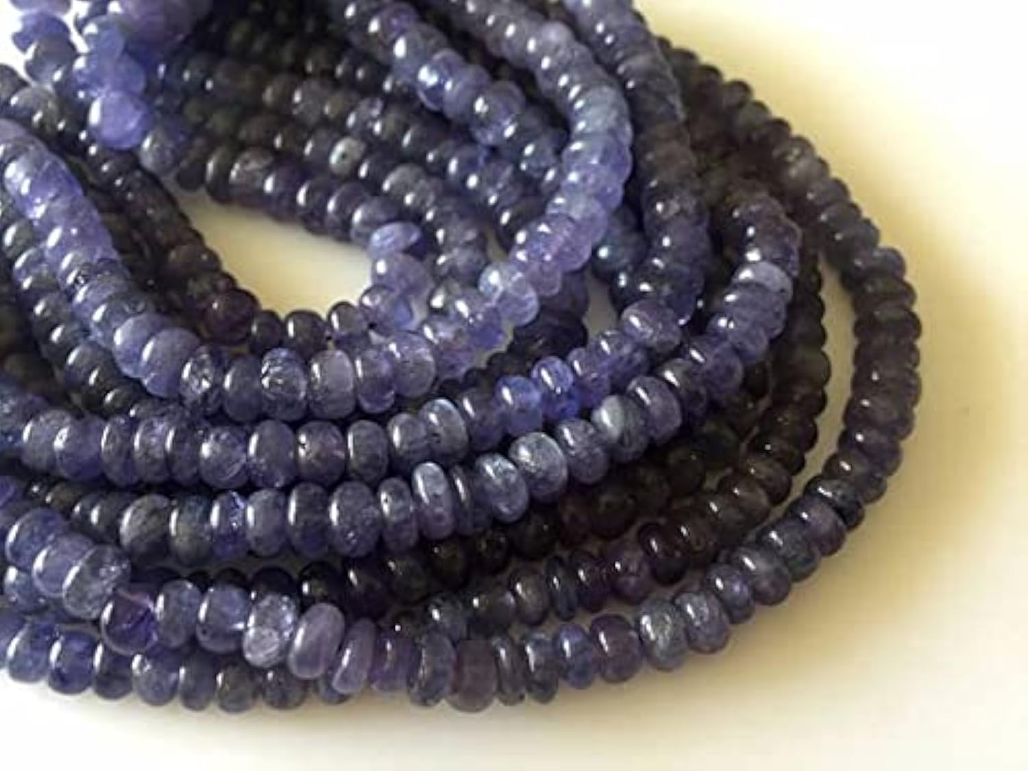Perles rondelles en tanzanite bleue naturelle haut de gamme de 5-8mm sur fil de 45cm