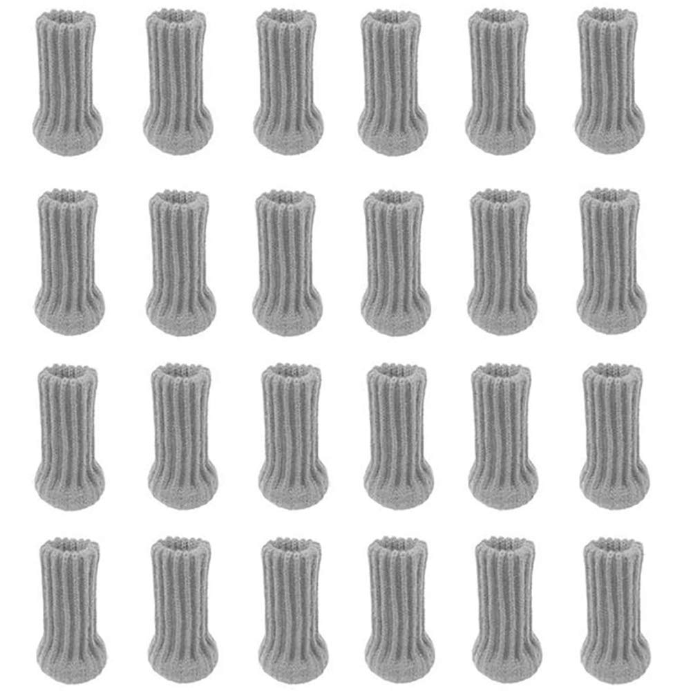 POFET 24 unids silla pierna calcetines muebles pierna calcetines de punto muebles tapas antideslizante silla patas piso protectores silla patas patas sillas gris