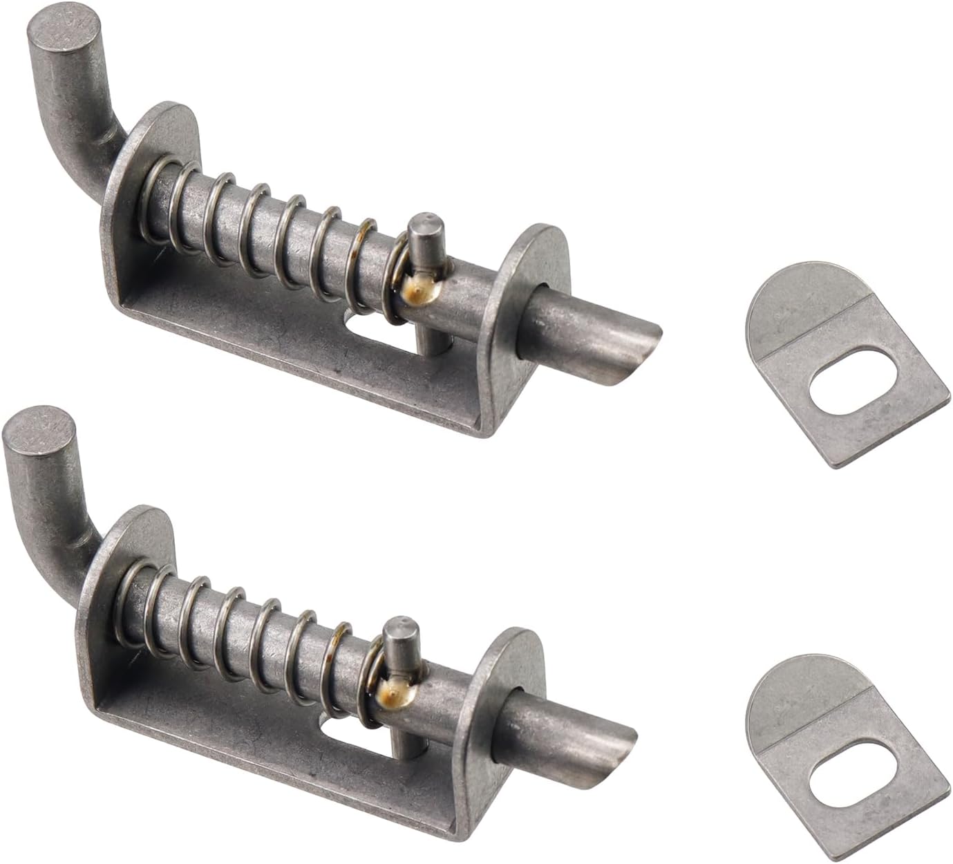 2pcs Spring Loaded Gate Latch Pin Stainless Steel Barrel Bolt Latch 3 Inch Door Latch Pin Welded Spring Lock for Trailers Garden Farm Sheds