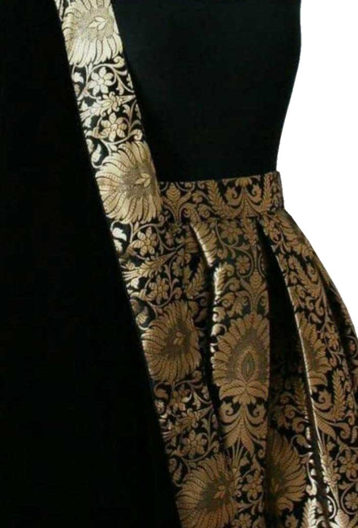 Unisex Banarasi Brocade Fabric for Suit Sherwani Kurti Lehenga Gharara Sharara Curtain Groom Safa Curtain Dupatta Cushion | Pillow Covers | for Women’s | Girl’s | Men’s (Black, 5 Meter)-image-46